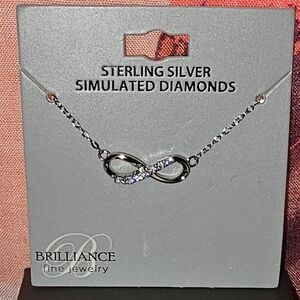 Disney Sterling Silver Infinity Necklace with Silver and Clear Accents